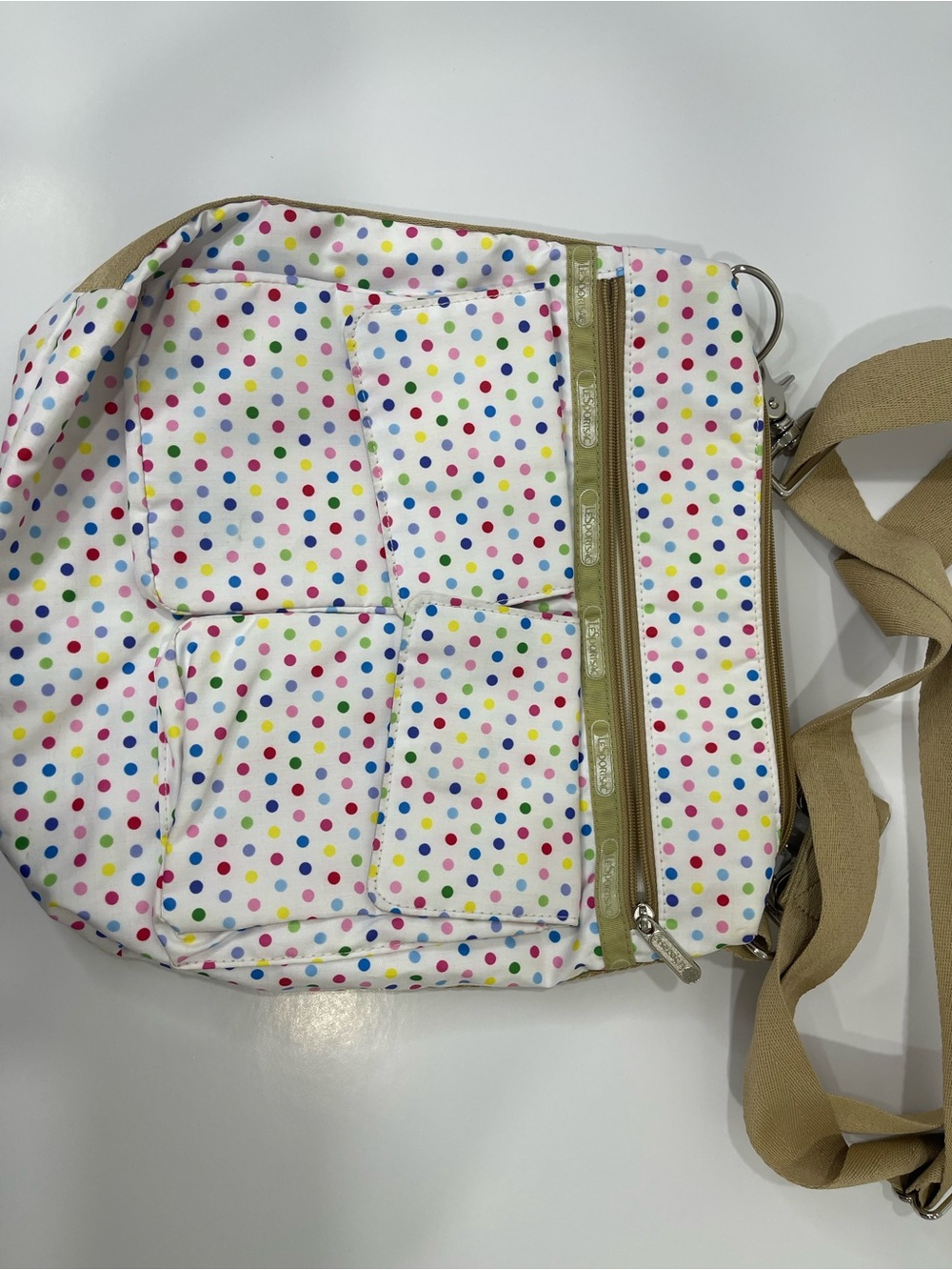 White Multicolor Polka Dot Crossbody Bag - Le sac